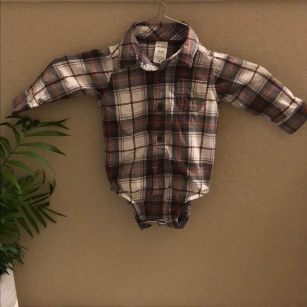 Burnt orange plaid onesie